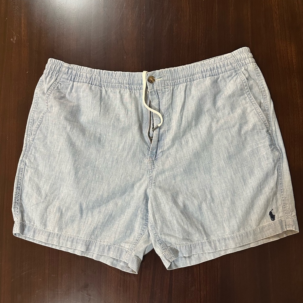 Chambray Cotton Drawstring Shorts